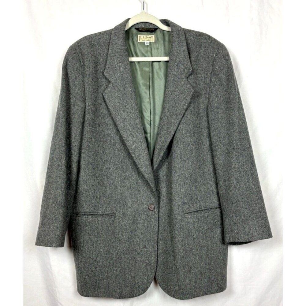 LL Bean Wool Blazer Suit Jacket Gray Woman's Size 18R